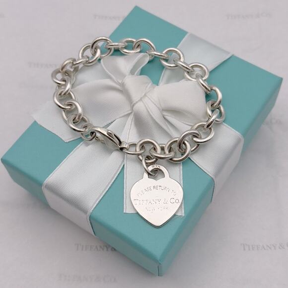 Tiffany & Co. Return to Tiffany Heart Tag Charm Bracelet Sterling Silver 925 Box - Picture 8 of 14